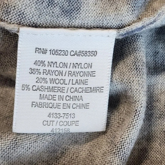 Joie Women's Cheetah Print Pullover Wool Cashmere V-Neck 3/4 Sleeve Sweater SZ L - Picture 6 of 8